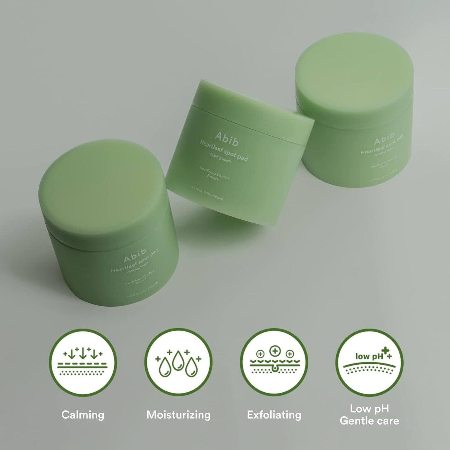 Tampon apaisant pour les taches Heartleaf d'Abib, 75 feuilles (120 ml)